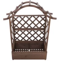 Holz Hochbeet mit Rankgitter 138x110x44 cm braun