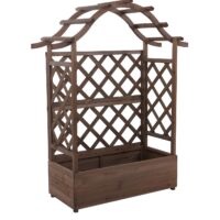 Holz Hochbeet mit Rankgitter 138x110x44 cm braun