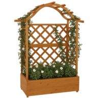 Holz Hochbeet mit Rankgitter Pflanzkasten 138x110x44 cm natur