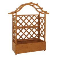 Holz Hochbeet mit Rankgitter Pflanzkasten 138x110x44 cm natur