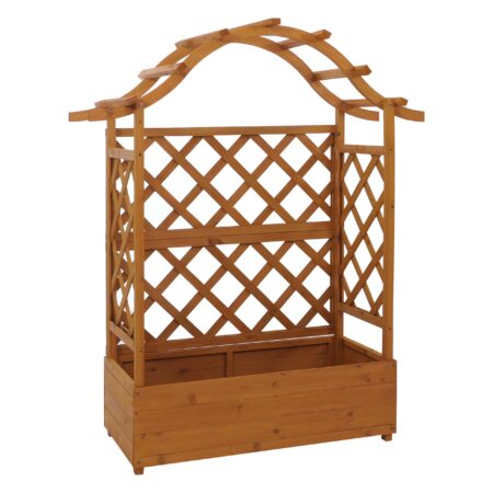 Holz Hochbeet mit Rankgitter Pflanzkasten 138x110x44 cm natur