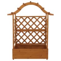 Holz Hochbeet mit Rankgitter Pflanzkasten 138x110x44 cm natur