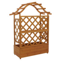 Holz Hochbeet mit Rankgitter Pflanzkasten 138x110x44 cm natur