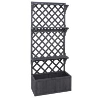 Holz Hochbeet mit Rankgitter und Ablage anthrazit grau