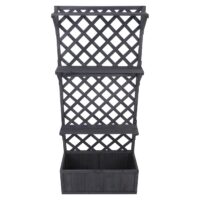 Holz Hochbeet mit Rankgitter und Ablage anthrazit grau