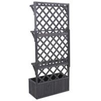 Holz Hochbeet mit Rankgitter und Ablage anthrazit grau