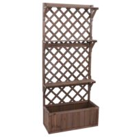 Holz Hochbeet mit Rankgitter und Ablage 177x77x33 cm braun