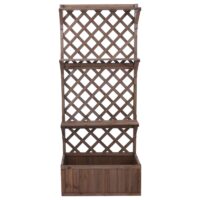 Holz Hochbeet mit Rankgitter und Ablage 177x77x33 cm braun