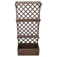 Holz Hochbeet mit Rankgitter und Ablage 177x77x33 cm braun