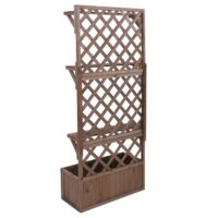 Holz Hochbeet mit Rankgitter und Ablage 177x77x33 cm braun