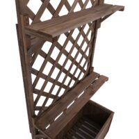 Holz Hochbeet mit Rankgitter und Ablage 177x77x33 cm braun