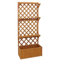 Holz Hochbeet mit Rankgitter und Ablage 177x77x33 cm natur