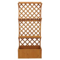 Holz Hochbeet mit Rankgitter und Ablage 177x77x33 cm natur