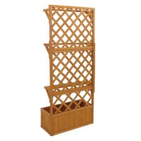 Holz Hochbeet mit Rankgitter und Ablage 177x77x33 cm natur