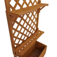 Holz Hochbeet mit Rankgitter und Ablage 177x77x33 cm natur