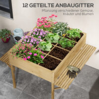 Hochbeet klappbar, 122x91.5x89 cm, aus Naturholz für Garten oder Terrasse.