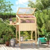 Hochbeet mit Frühbeetaufsatz klappbar und Ablage aus Holz für Garten