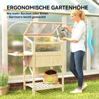 Hochbeet mit Frühbeetaufsatz klappbar und Ablage aus Holz für Garten