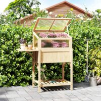 Hochbeet mit Frühbeetaufsatz klappbar und Ablage aus Holz für Garten