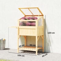 Hochbeet mit Frühbeetaufsatz klappbar und Ablage aus Holz für Garten