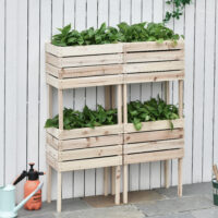 Hochbeet Blumenkasten wetterfest für Garten Massivholz natur