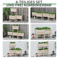 Hochbeet Blumenkasten wetterfest für Garten Massivholz natur