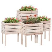 Hochbeet Blumenkasten wetterfest für Garten Massivholz natur