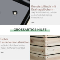 Hochbeet Blumenkasten wetterfest für Garten Massivholz natur