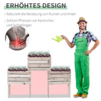 Hochbeet Blumenkasten wetterfest für Garten Massivholz natur