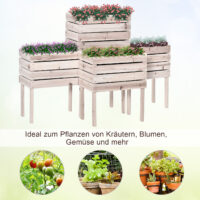 Hochbeet Blumenkasten wetterfest für Garten Massivholz natur