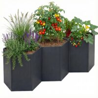3er Set Metall Hochbeete anthrazit für Garten 77x264x100 cm