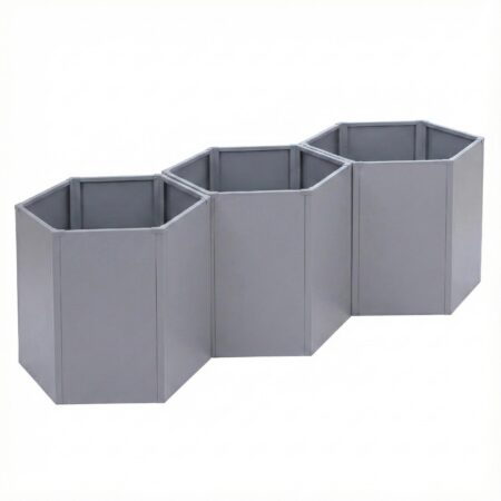 3er Set Metall Hochbeet grau Blumenkasten Pflanzkübel aus Stahl