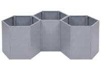 3er Set Metall Hochbeet grau Blumenkasten Pflanzkübel aus Stahl