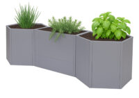 3er Set Metall Hochbeet grau Pflanzkübel für Garten und Gemüse