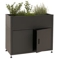 Metall Hochbeet anthrazit 91x101x51 cm Pflanzkübel mit Stauraum