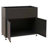 Metall Hochbeet anthrazit 91x101x51 cm Pflanzkübel mit Stauraum