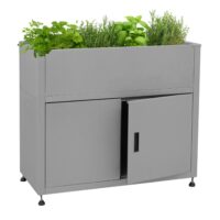 Metall Hochbeet grau 91x101x51 cm mit Stauraum robust