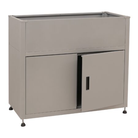 Metall Hochbeet grau 91x101x51 cm mit Stauraum robust