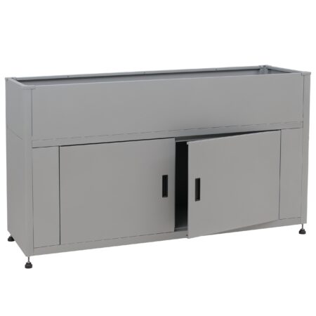 Metall Hochbeet grau 91x161x51 cm Blumenkasten mit Stauraum