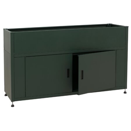 Metall Hochbeet grün 91x161x51 cm mit Stauraum für Garten