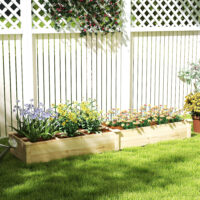 Hochbeet mit 2 Fächern, aus Holz, 237x60x25 cm, Farbe Natur.