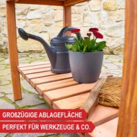 Wetterfestes Holzhochbeet in Größe L mit Ablagefläche.