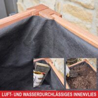 Wetterfestes Holzhochbeet in Größe L mit Ablagefläche.