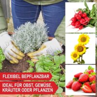 Wetterfestes Holzhochbeet in Größe L mit Ablagefläche.
