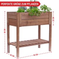 Wetterfestes Holzhochbeet in Größe L mit Ablagefläche.