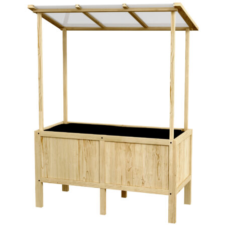 Hochbeet mit Deckel aus Holz für Terrasse oder Garten, 110x60x152 cm, Natur.