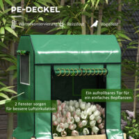 Hochbeet mit integriertem Gewächshaus, 86x60x165 cm, Farbe Natur/Grün.