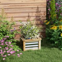 Hochbeet mit Metall- und Holzrahmen, 45x45x30 cm, für Garten, Farbe Natur.