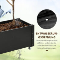 Hochbeet mit Rollen aus Massivholz für Garten, Farbe Schwarz.