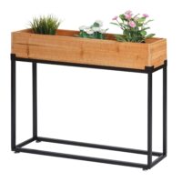 Hochbeet Pflanzkasten Blumenkasten Holz-Stahl 62x80x16cm natur schwarz
